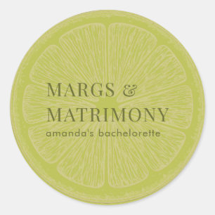 Margs & Matrimony Lime Bachelorette Party Favour Classic Round Sticker
