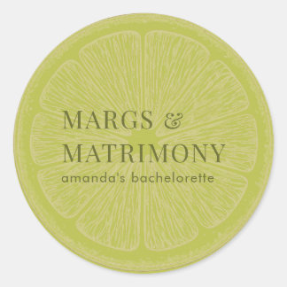 Margs & Matrimony Lime Bachelorette Party Favour Classic Round Sticker