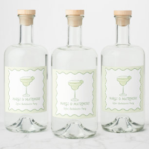 "Margs & Matrimony" Lime Bachelorette Tequila Liquor Bottle Label