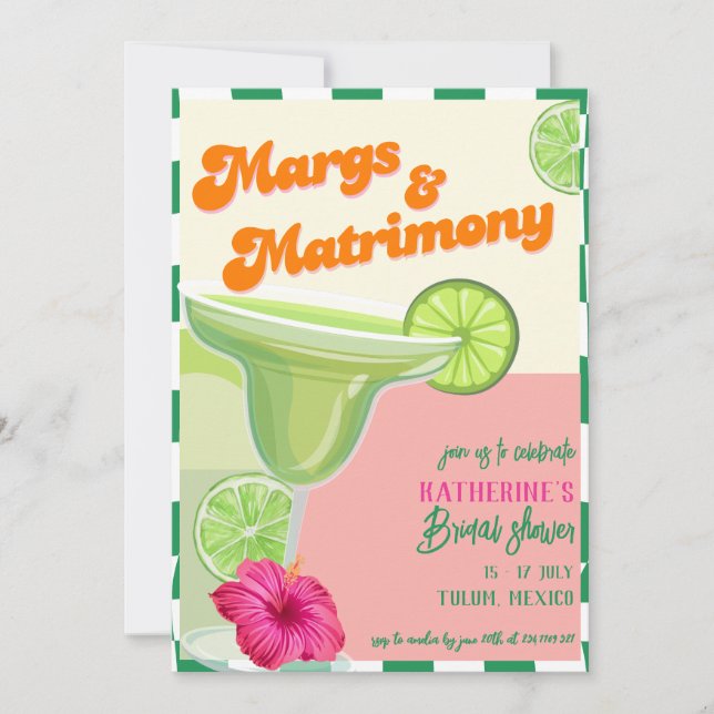 Margs & Matrimony Lime Bridal shower Invitation (Front)