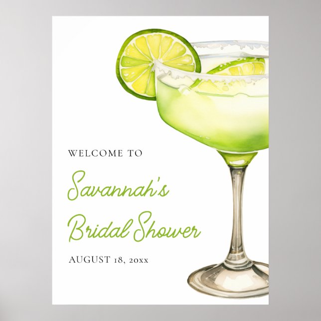 Margs & Matrimony Lime Bridal Shower Welcome Sign (Front)