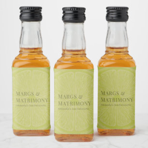 Margs & Matrimony Lime Green Bachelorette Party Liquor Bottle Label