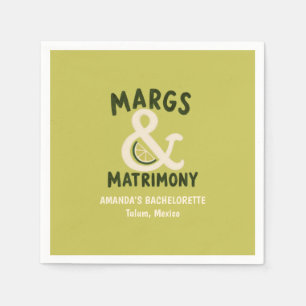 Margs & Matrimony Lime Green Bachelorette Party Napkin