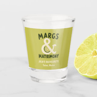 Margs & Matrimony Lime Green Bachelorette Party Shot Glass