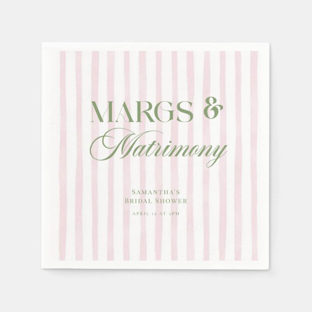 Margs & Matrimony Lime Margarita Bridal Shower Napkin (Front)