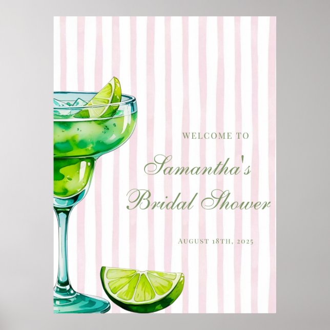 Margs & Matrimony Lime Margarita Bridal Shower Poster (Front)