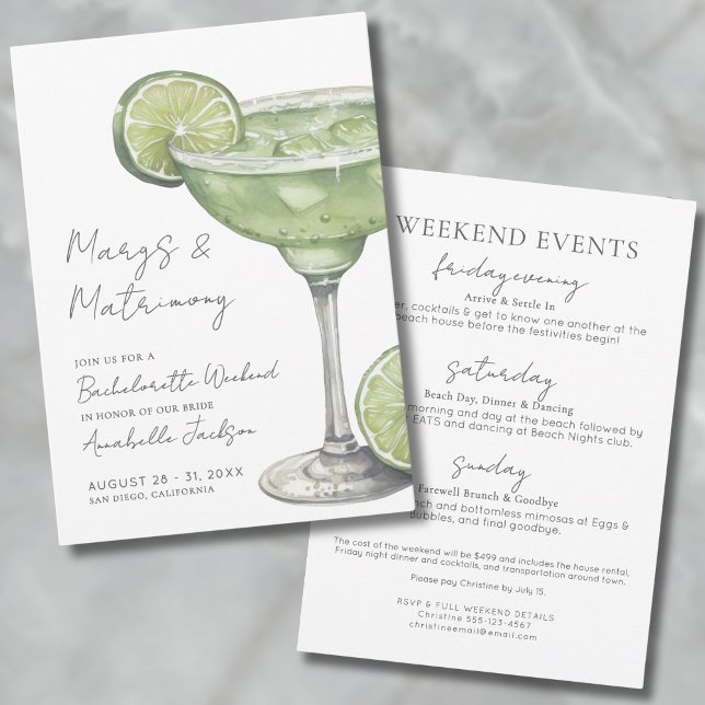 Margs & Matrimony Margarita Bachelorette Party Invitation (Margs & Matrimony Margarita Bachelorette Party Invitation)