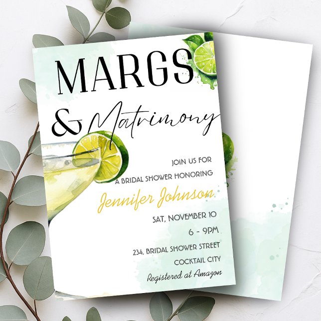Margs & Matrimony Margarita Bridal Shower Invitation (Margs & Matrimony Margarita Bridal Shower Invitation)