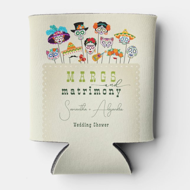 Margs & Matrimony Mexican Fiesta Couples Shower Can Cooler (Front)