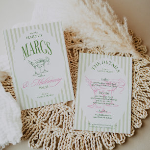 Margs & Matrimony Old Money Bachelorette Itinerary Invitation