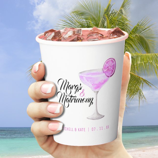 Margs & Matrimony Pink Margarita Bridal Shower Paper Cups (Margs & Matrimony Pink Margarita Bridal Shower Paper Cups
)