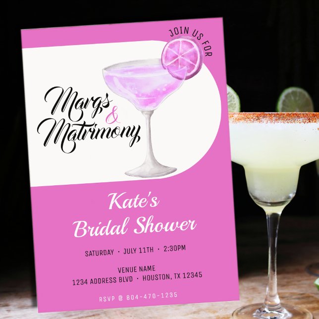 Margs & Matrimony Pink & White Bridal Shower Invitation (Margs & Matrimony Pink & White Bridal Shower Invitation
)