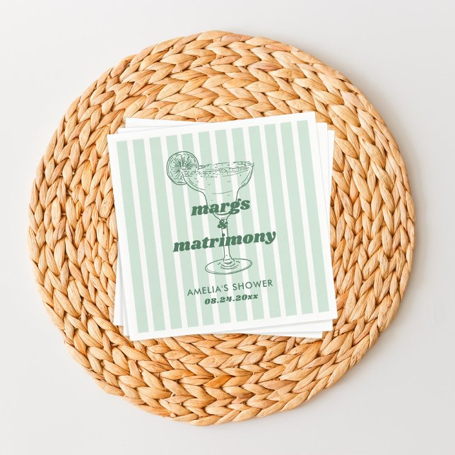 Margs & Matrimony Retro Bachelorette Bridal Shower Napkin (Creator Uploaded)