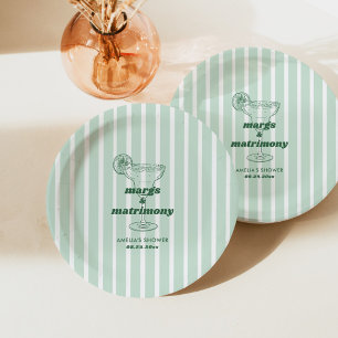 Margs & Matrimony Retro Bachelorette Bridal Shower Paper Plate