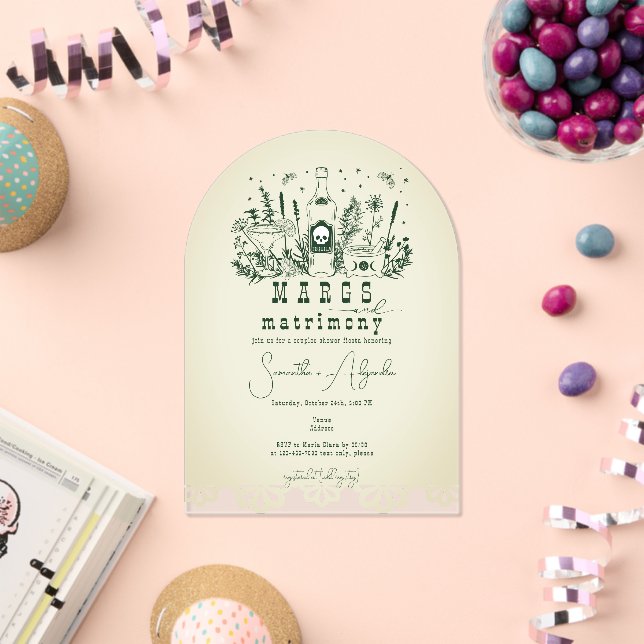 Margs Matrimony Skull Mexican Fiesta Couple Shower Acrylic Invitations (Insitu (Celebration))
