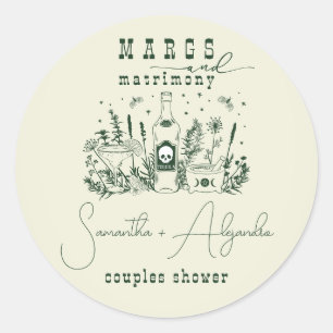 Margs Matrimony Skull Mexican Fiesta Couple Shower Classic Round Sticker