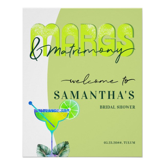 Margs Matrimony Tequila Bridal Shower Bach Welcome Poster (Front)