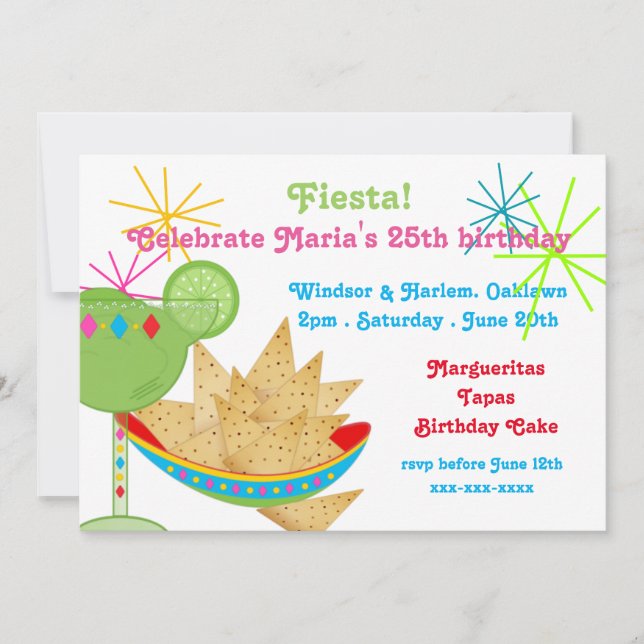 Margueritas and Tapas Birthday Party Invitation (Front)