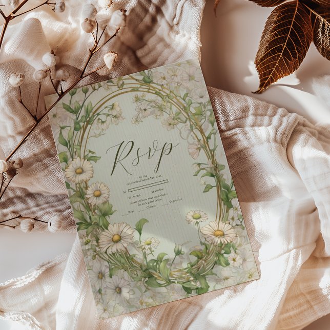 Marguerite Daisy Dusty Wedding RSVP Card (Creator Uploaded)