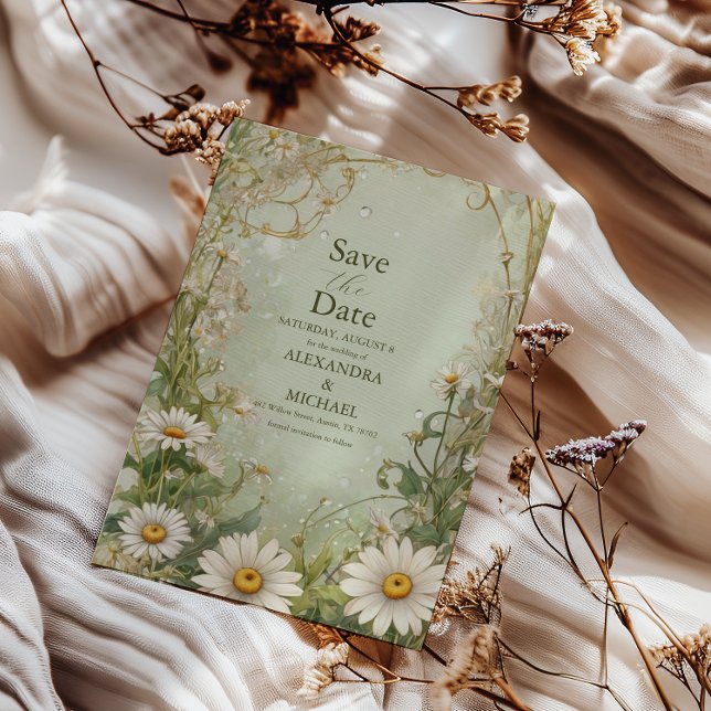 Marguerite Daisy Dusty Wedding Save The Date (Creator Uploaded)