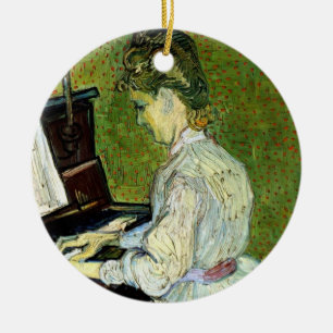 Marguerite Gachet at the Piano by Vincent van Gogh Ceramic Tree Decoration