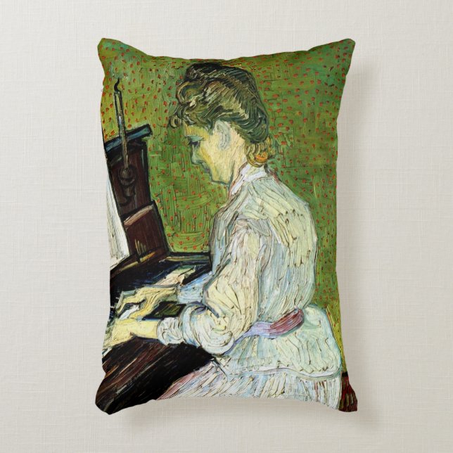 Marguerite Gachet at the Piano by Vincent van Gogh Decorative Cushion (Front(Vertical))