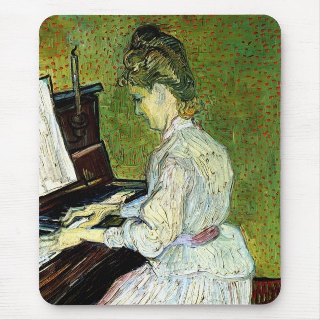 Marguerite Gachet at the Piano by Vincent van Gogh Mouse Pad (Front)