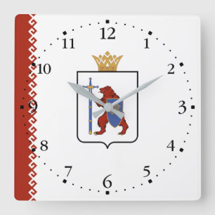 Mari El Flag Square Wall Clock