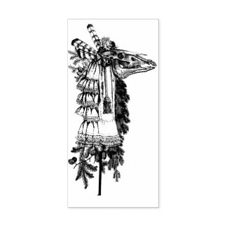 Mari Lwyd Horse Skull Rubber and Wood Art Stamp