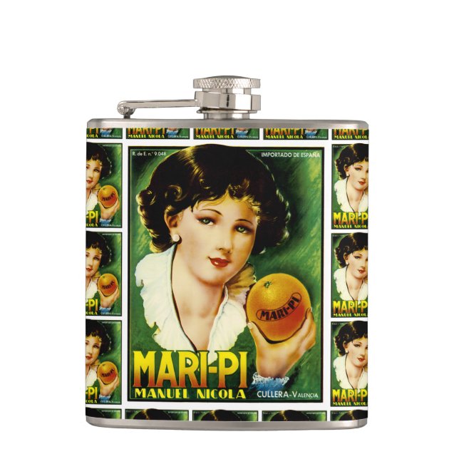 Mari Pi Oranges Hip Flask (Front)