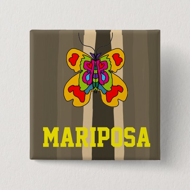 mari[posa cartoon button (Front)