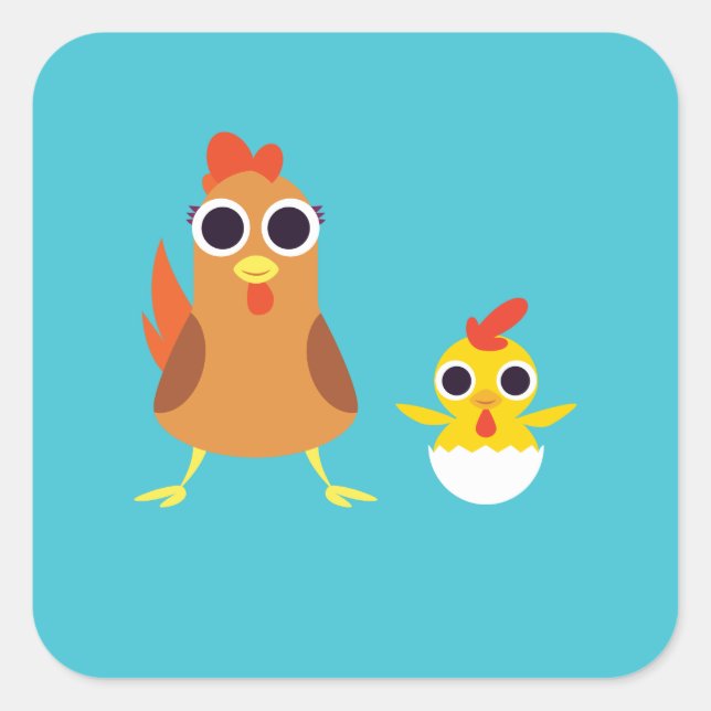 Maria & Bandit the Chickens Square Sticker (Front)