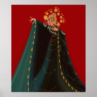Maria Callas as Turandot cartoon character red ver Poster