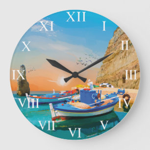 © MARIA MADRUGAS 145 Portugal Barcos de pesca Large Clock