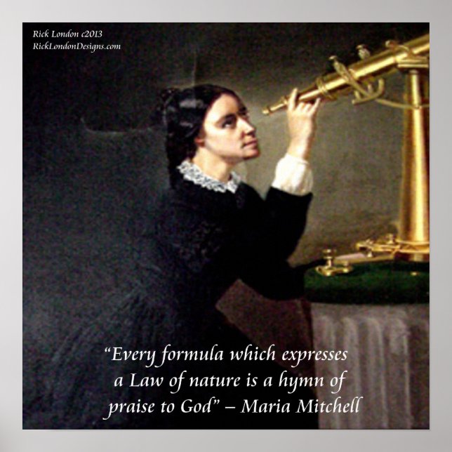 Maria Mitchell Famous "Nature/God" Quote Poster (Front)