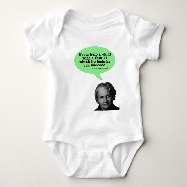 Maria Montessori Quote Baby Bodysuit (Front)
