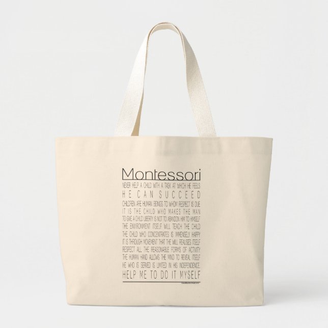 Maria Montessori Quotes Large Tote Bag (Front)