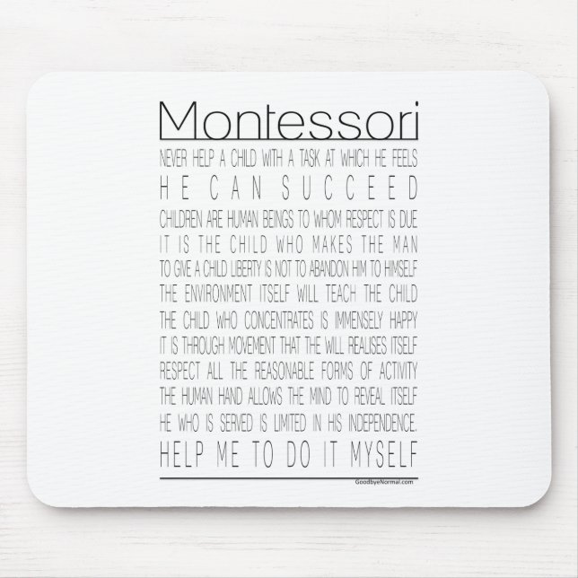 Maria Montessori Quotes Mouse Pad (Front)