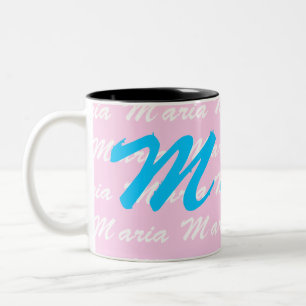 Maria Name Design Pattern Two-Tone Coffee Mug