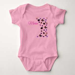 Maria, Name With Guinea Pigs And Pansies, Baby Bodysuit
