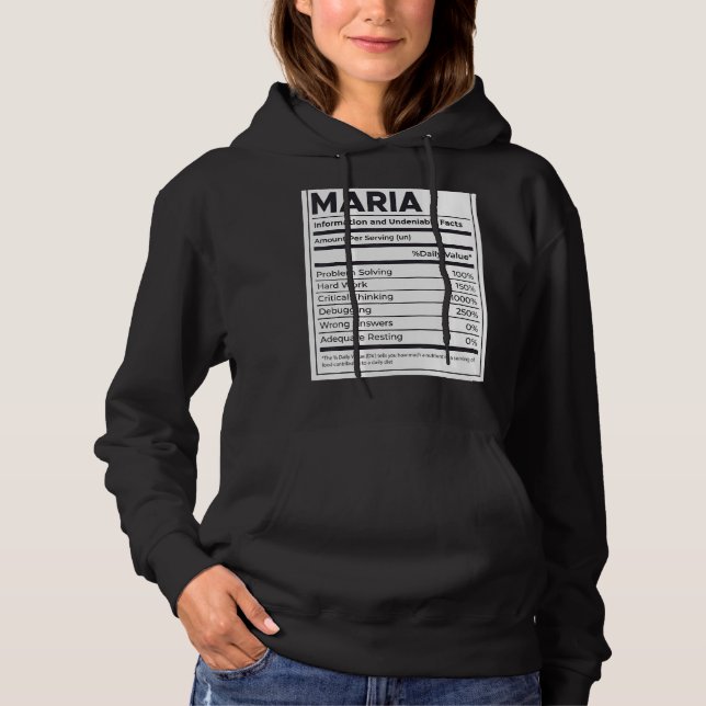 Maria Nutrition Information  Problem Solving Hard  Hoodie (Front)
