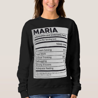 Maria Nutrition Information  Problem Solving Hard  Sweatshirt