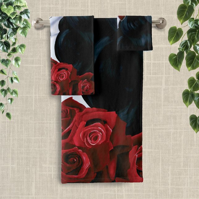 Maria Sugar Skull Red Roses  Bath Towel Set (Creator Uploaded)