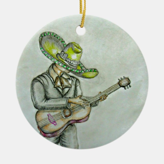 mariachi ceramic tree decoration (Front)