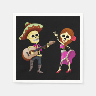 Mariachi Dancing Couple Day of the Dead Napkin
