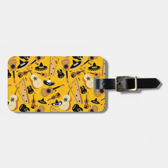 Mariachi Instruments Pattern Luggage Tag (Front Horizontal)