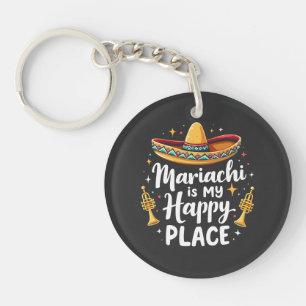 Mariachi is my Happy Place Mexico Music Saxophone Key Ring