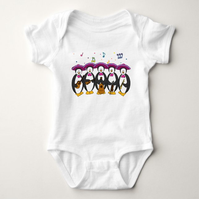 Mariachi Penguins Baby Outfit Bodysuit (Front)