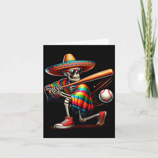 Mariachi skeleton baseball cinco de mayo mexican card (Front)