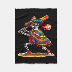 Mariachi skeleton baseball cinco de mayo mexican fleece blanket